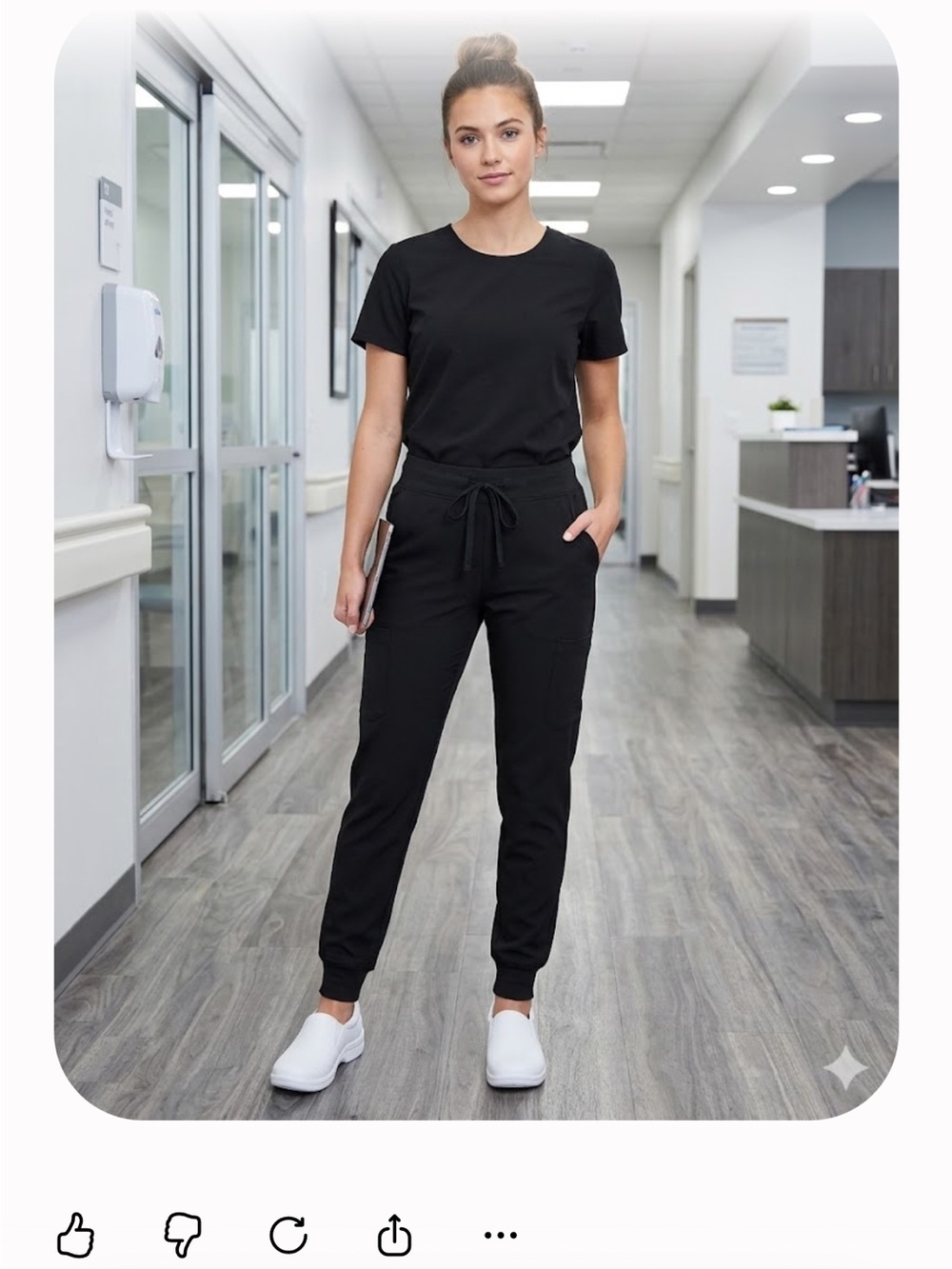 Women’s Black Jogger Scrub Pants with Drawstring Waist